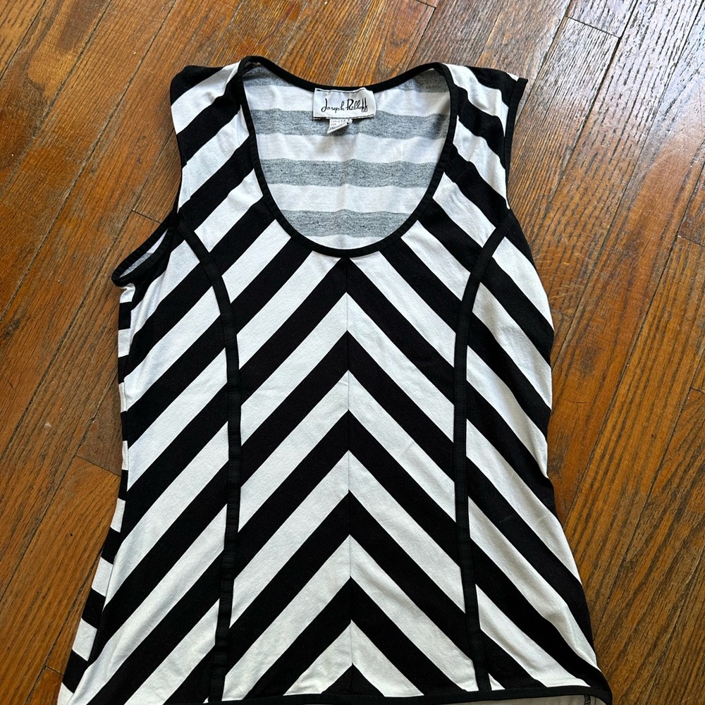 Joseph Ribkoff Black and White Chevron Tank Top